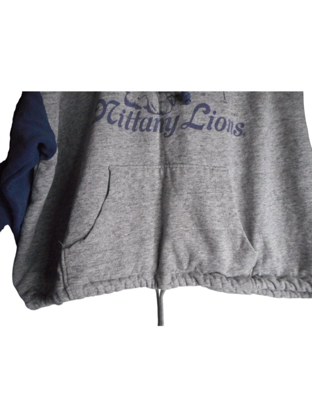 Penn State Hoodie Sweatshirt Sz M crop cut blue grey kangaroo pocket - Picture 2 of 6